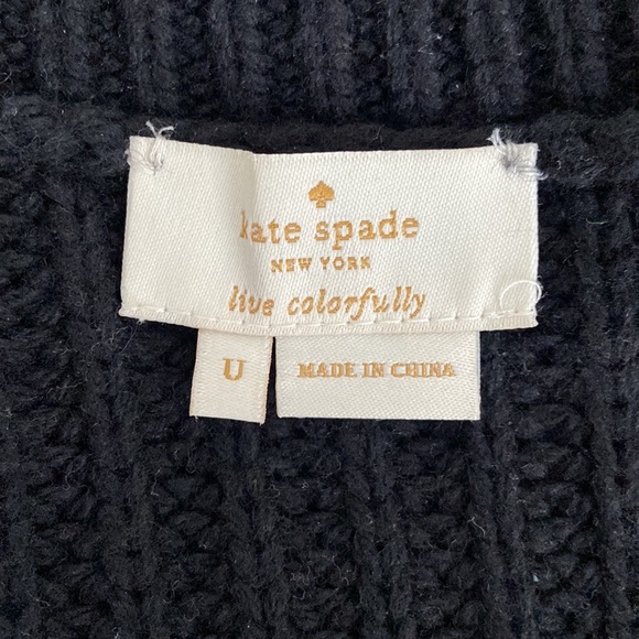 Kate spade ♠️ black turtleneck pom poncho - Picture 9 of 11